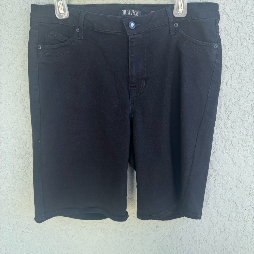 Faith Jeans 16W Have Faith mid length black Bermuda shorts stretch modest summer